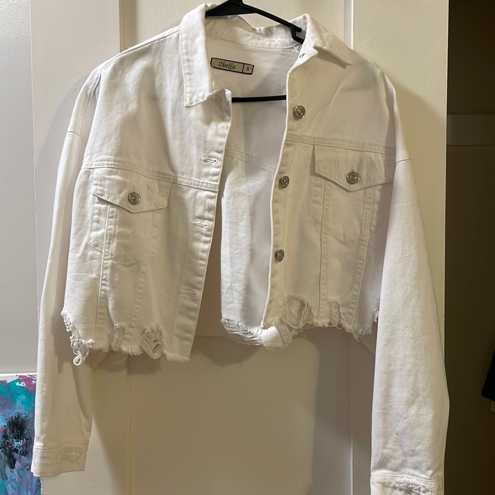White Cropped denim jacket